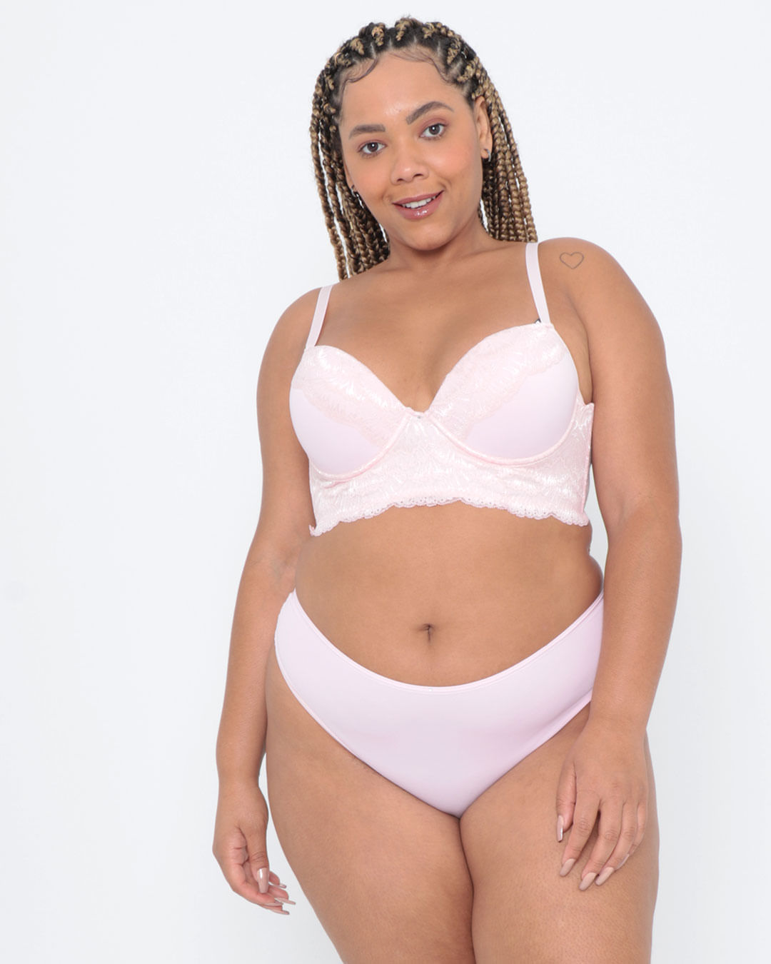 Sutiã Plus Size Alongado Renda Rosa Claro