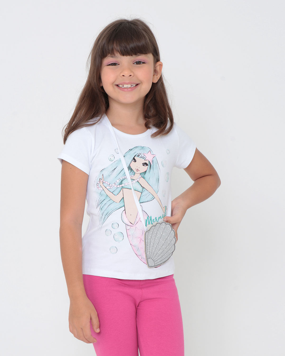 Blusa Infantil Estampa Sereia Branca