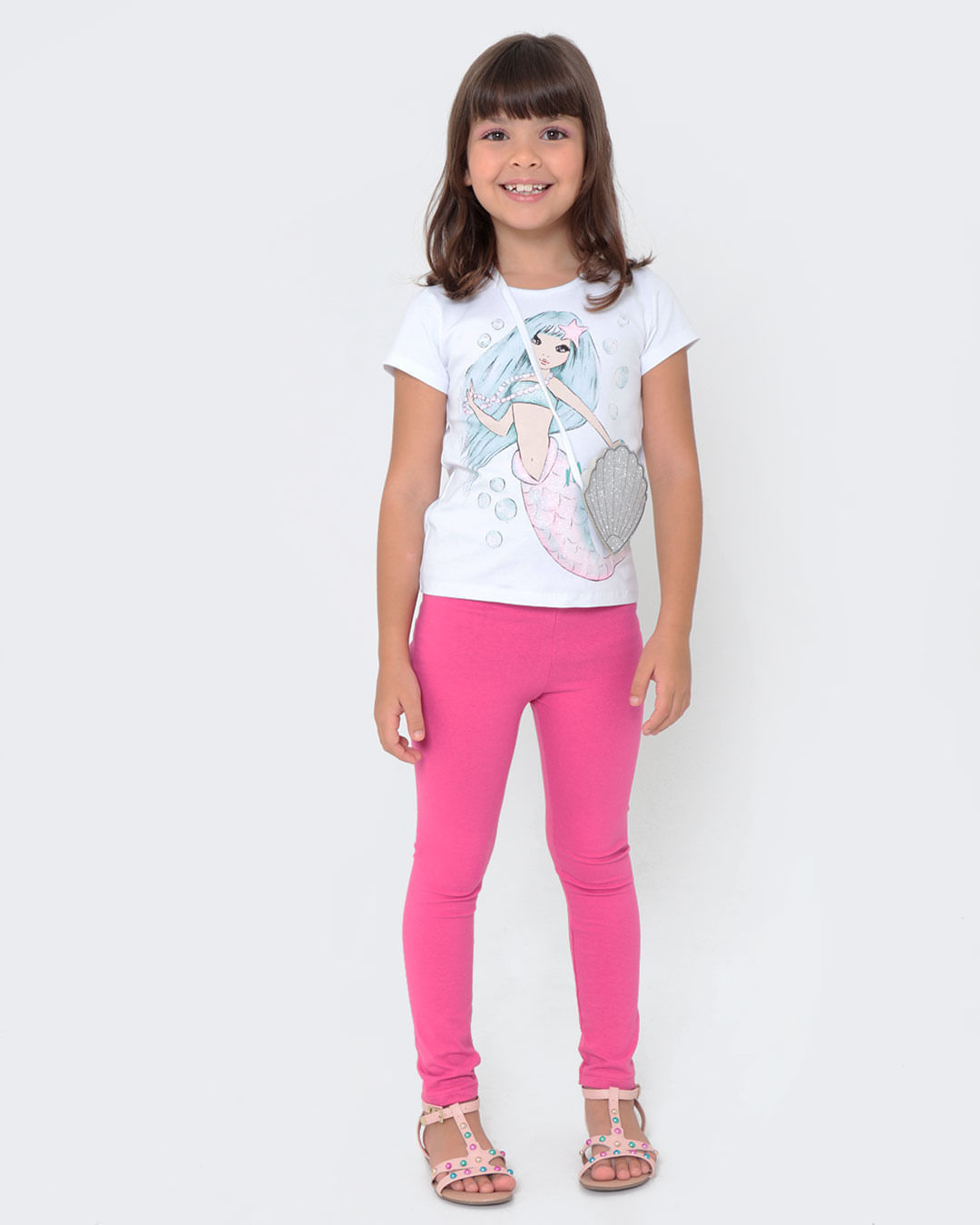 Blusa Infantil Estampa Sereia Branca