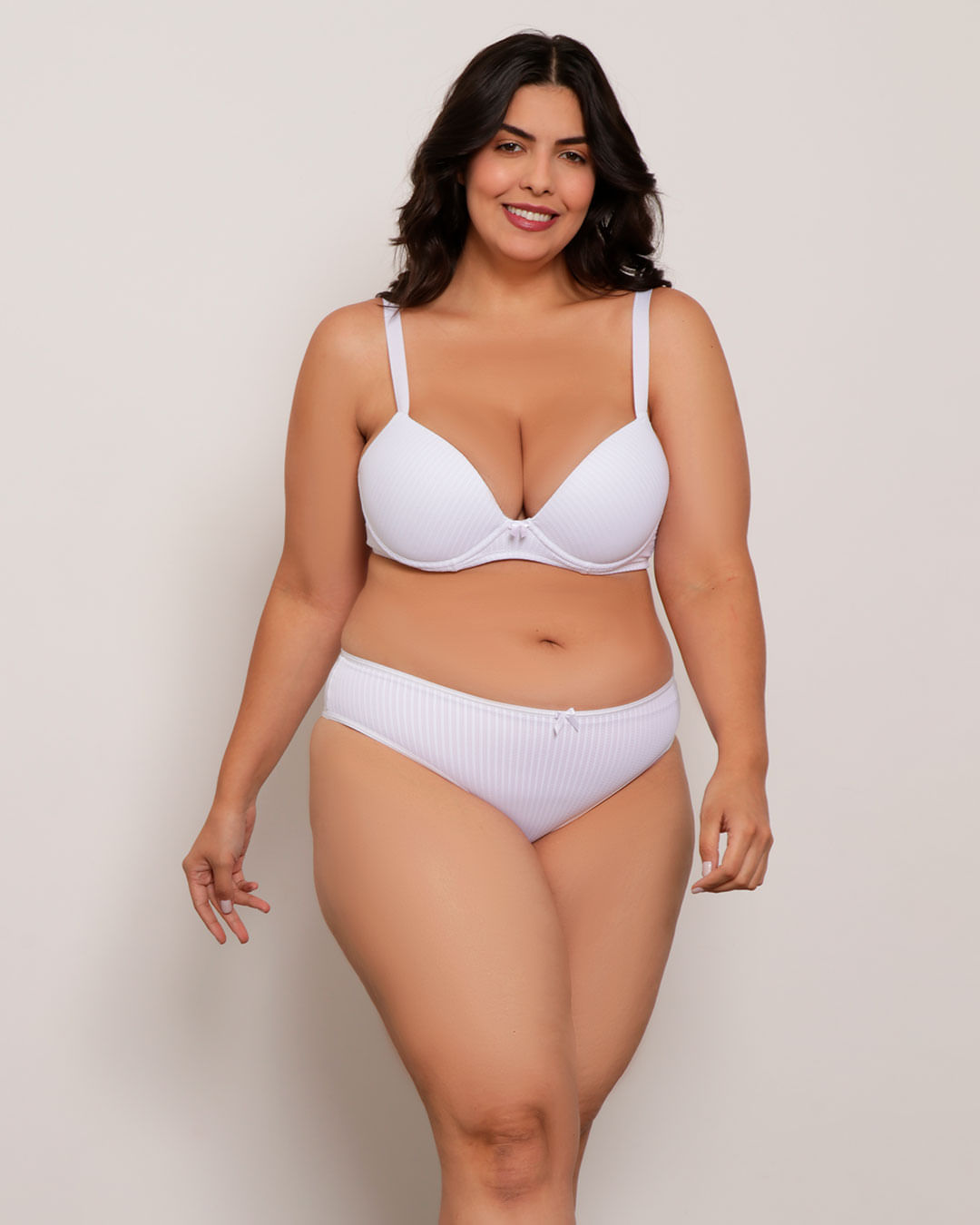 Calcinha Plus Size Feminina Avulsa Biquíni texturizada Branca