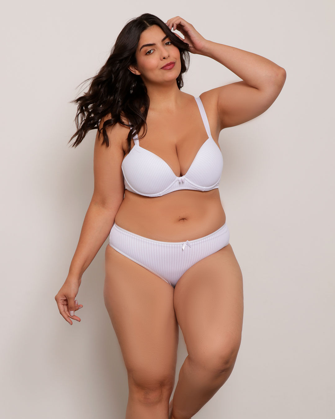 Sutiã Plus Size Feminino Base com Bojo Texturizado Branco