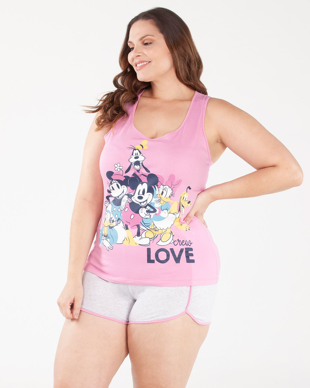 Pijama Feminino Rosa 2 Peças Estampa Turma Mickey Disney