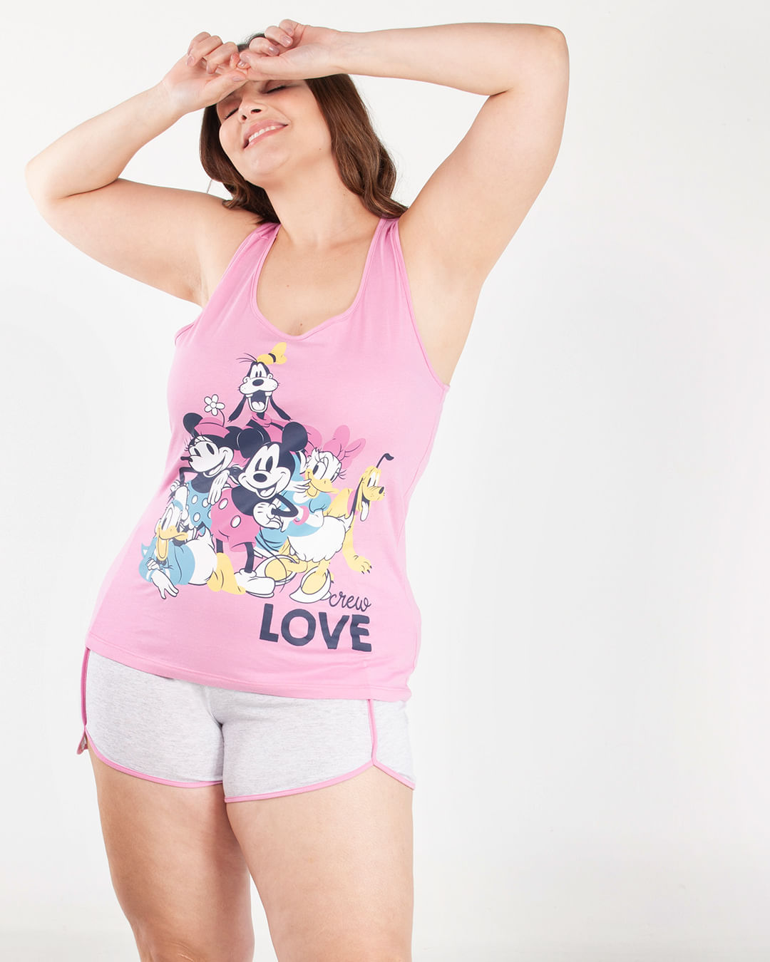 Pijama Feminino Rosa 2 Peças Estampa Turma Mickey Disney