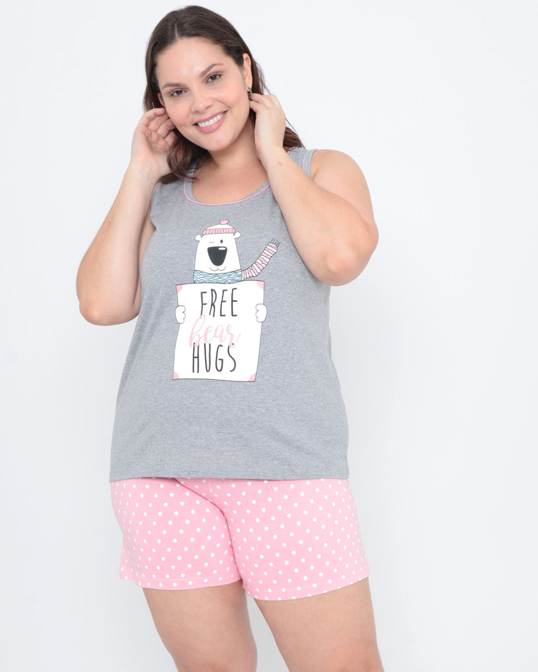 Pijama Plus Size Regata Cinza