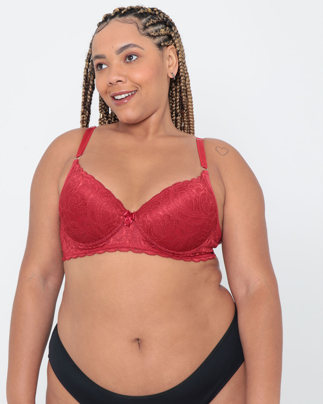 Sutiã Plus Size Base Renda Vermelho