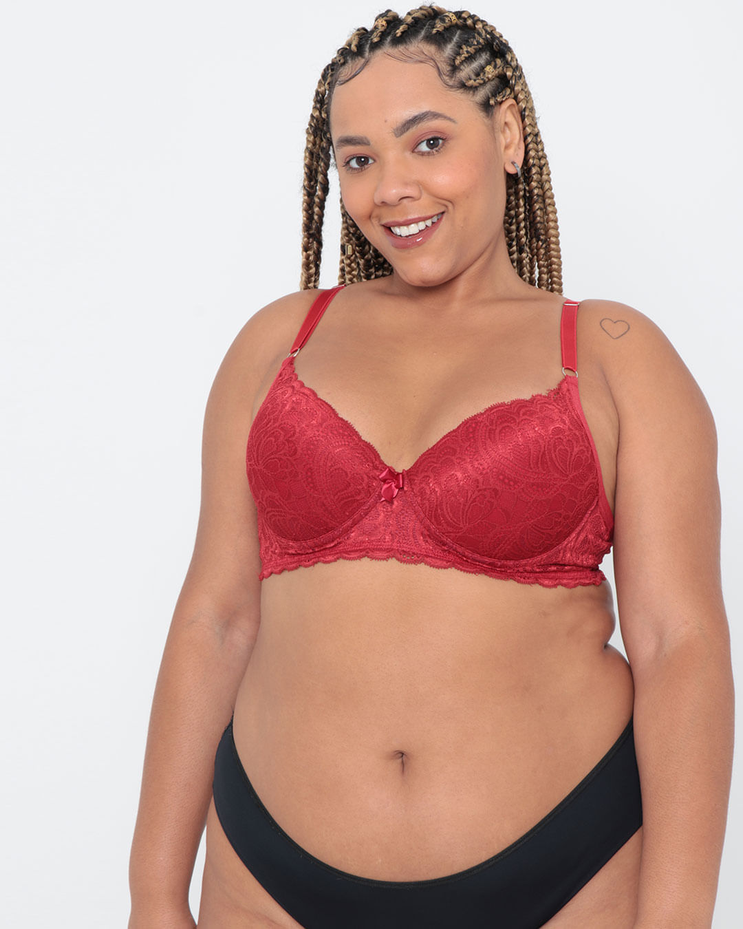 Sutiã Plus Size Base Renda Vermelho