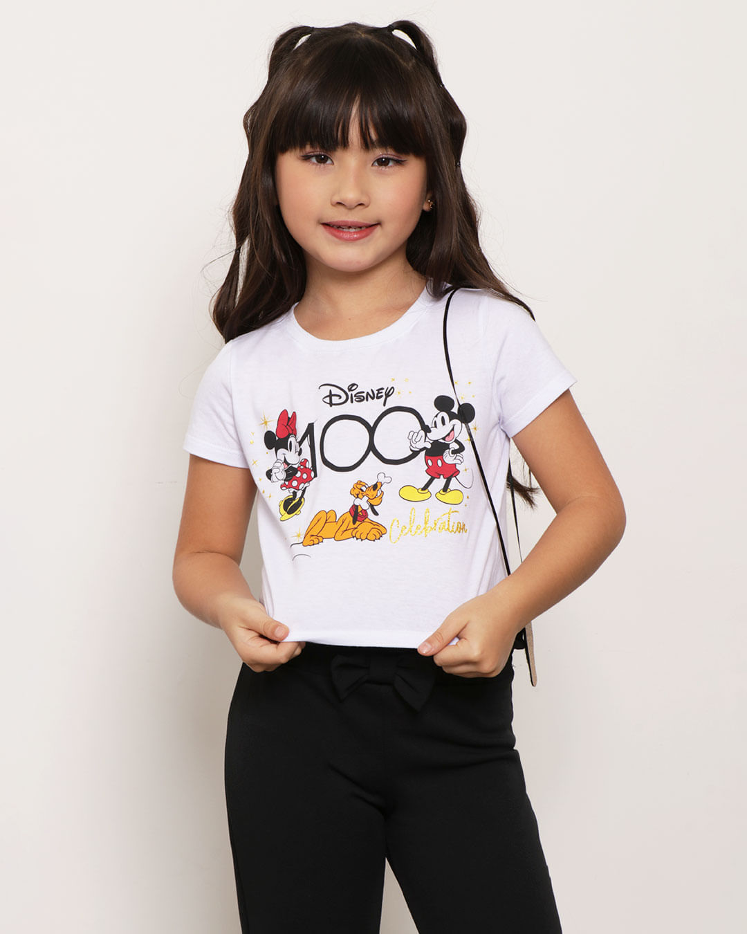 Blusa Infantil Disney Mickey e Minnie Manga Curta Vermelha