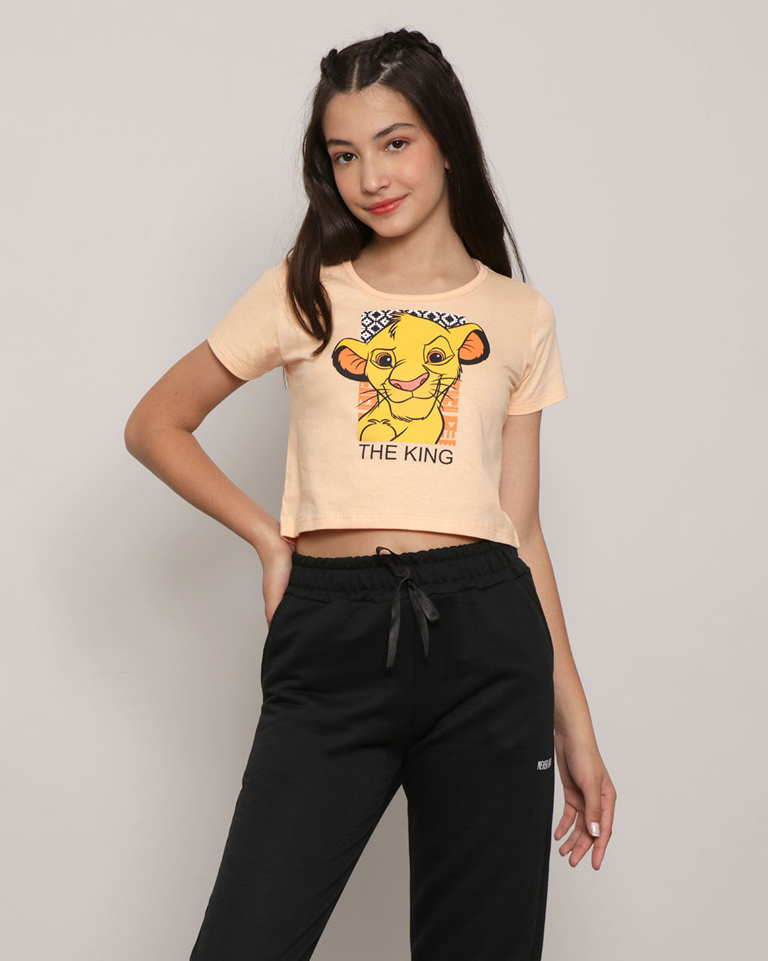 Camiseta Cropped Juvenil Rei Leão Disney Laranja