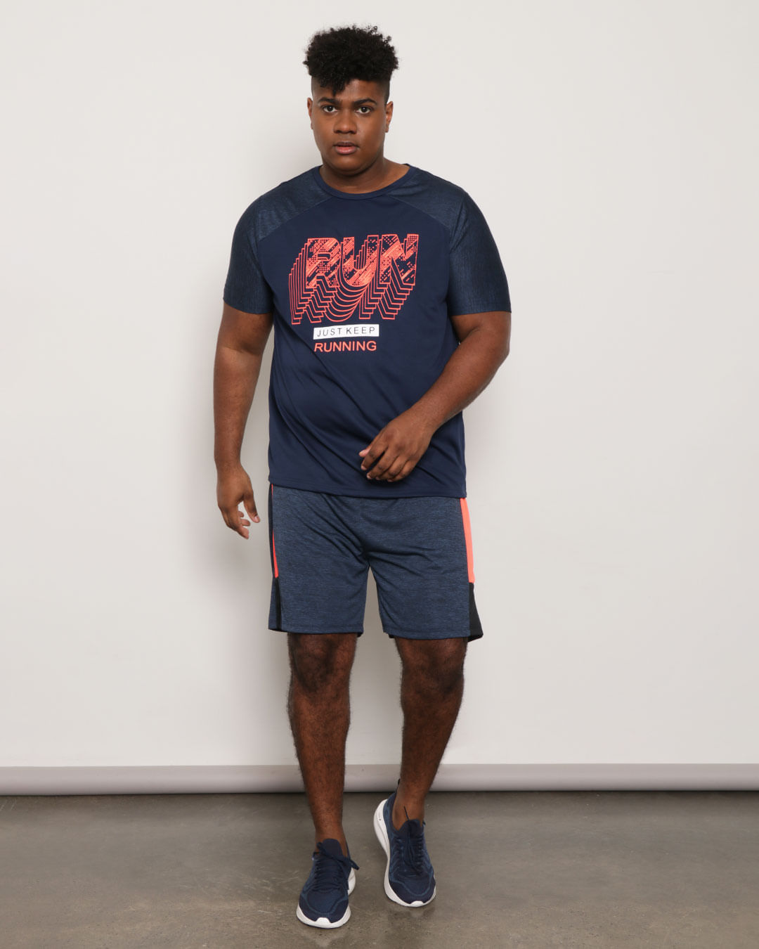 Bermuda Plus Size Masculino Esporte Recortes Marinho