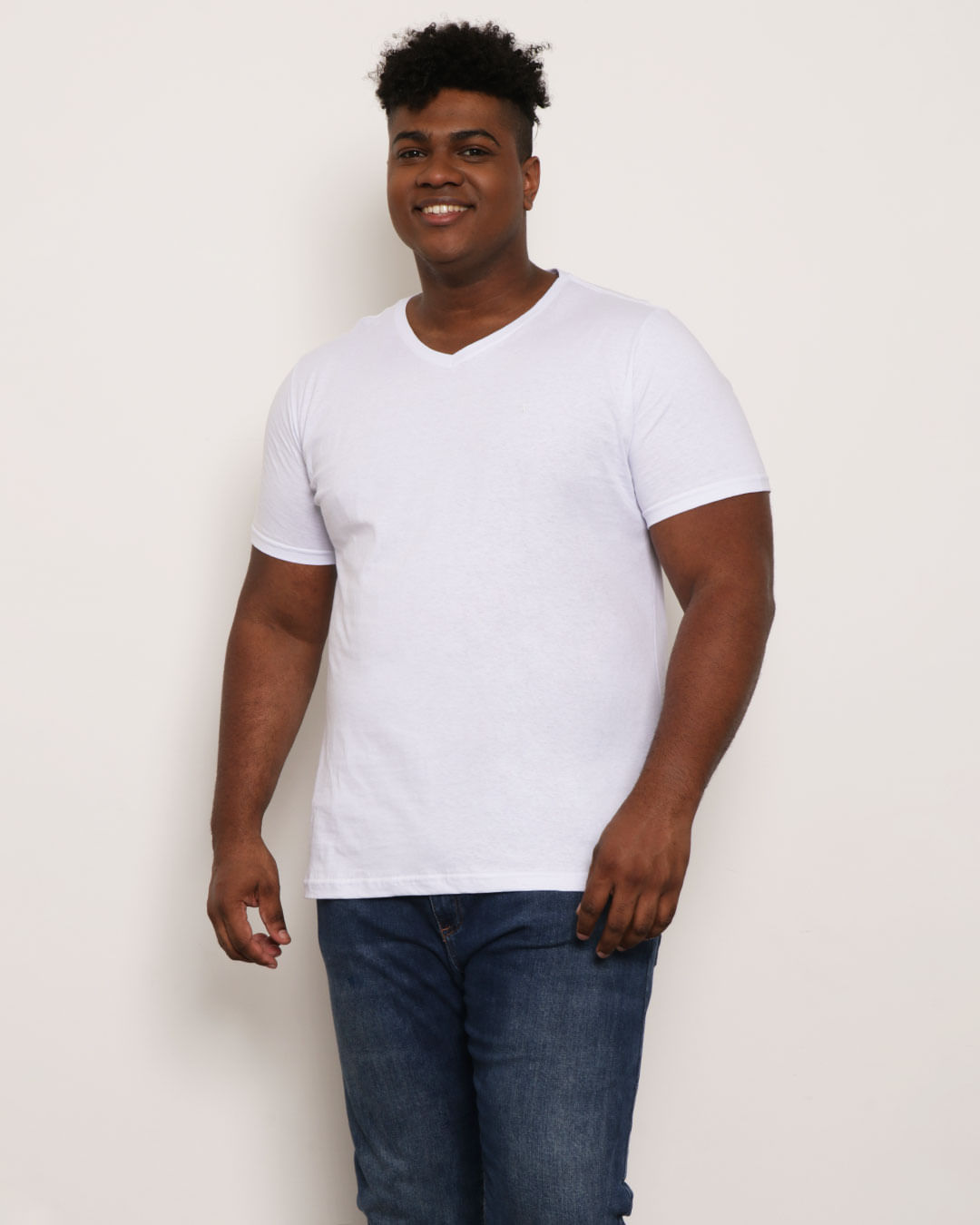 Camiseta Plus Size Masculina Básica Manga Curta Branca