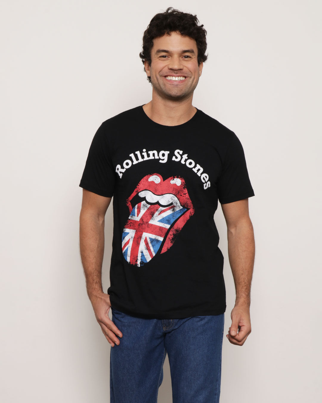 Camiseta Masculina Manga Curta Rolling Stones Preta