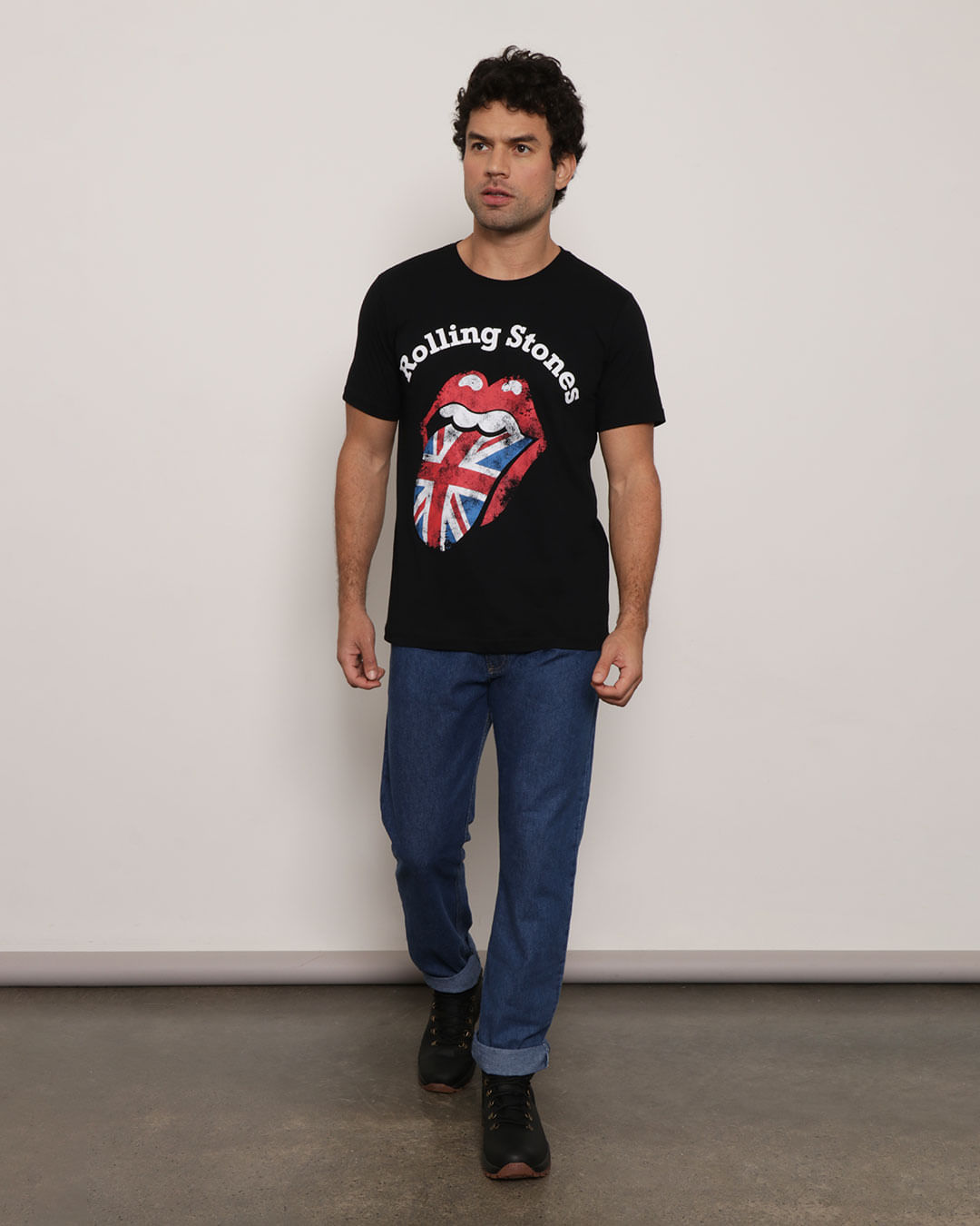 Camiseta Masculina Manga Curta Rolling Stones Preta
