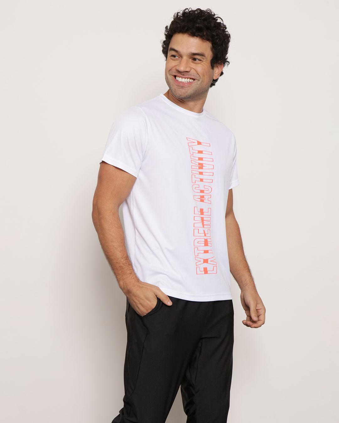 Camiseta Masculina Manga Curta Esporte Estampa Neon Branca