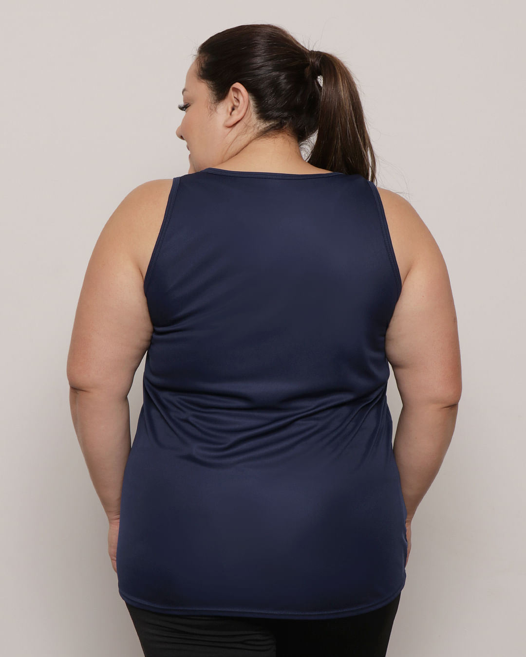 Regata Plus Size Feminina Fitness Fitter Marinho