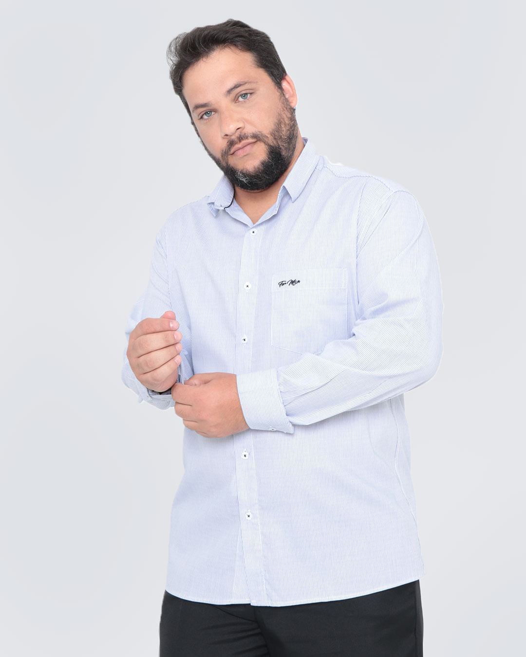 Camisa 3560 Listrada Ml Plus 68 - Marinho Listrado