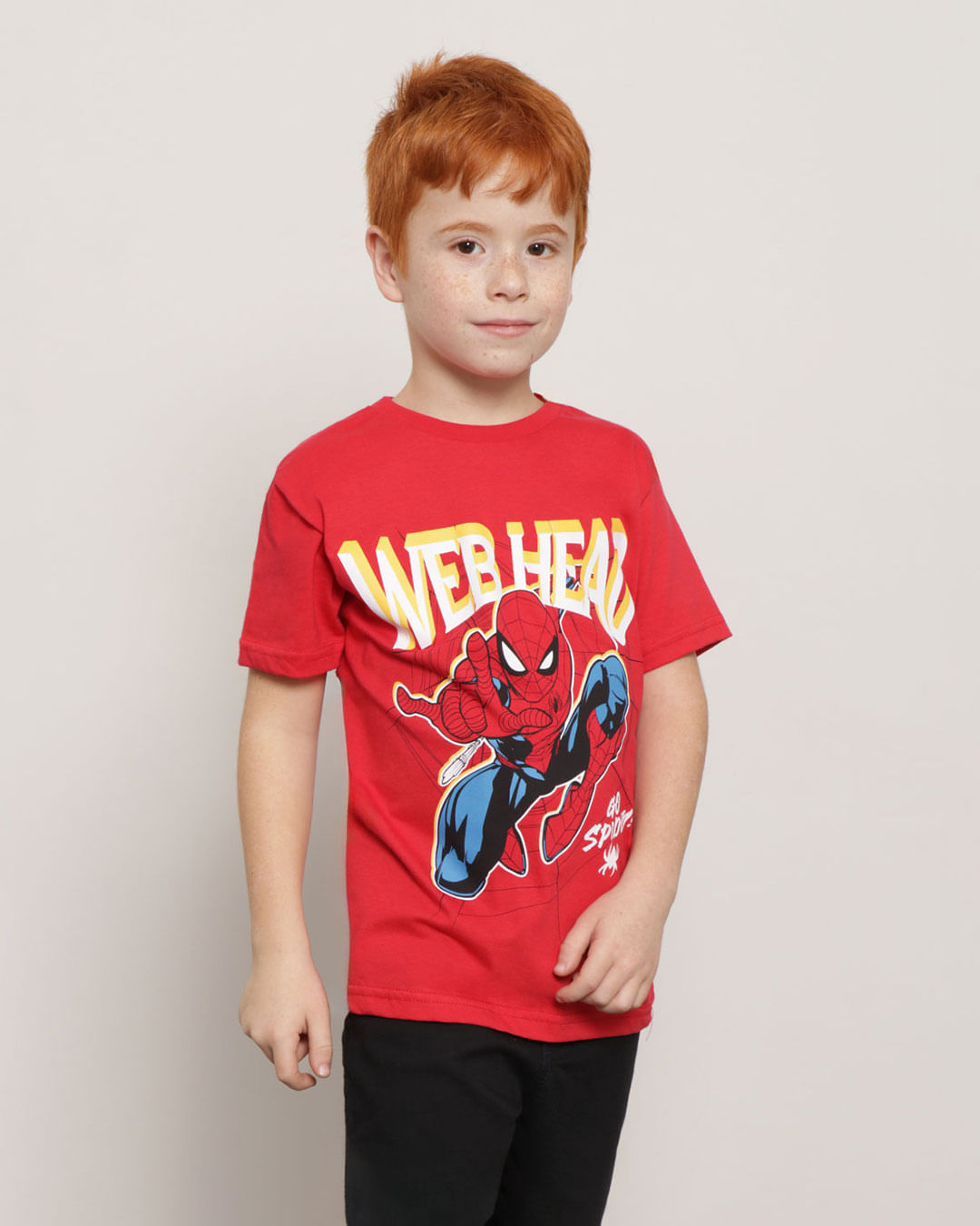 Camiseta Infantil Manga Curta Algodão Homem Aranha Vermelho Tam 2 a 10