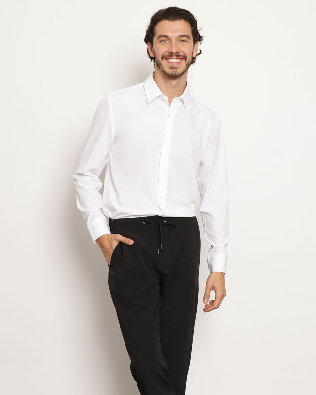 camisamasculinasocialmangalongabranca