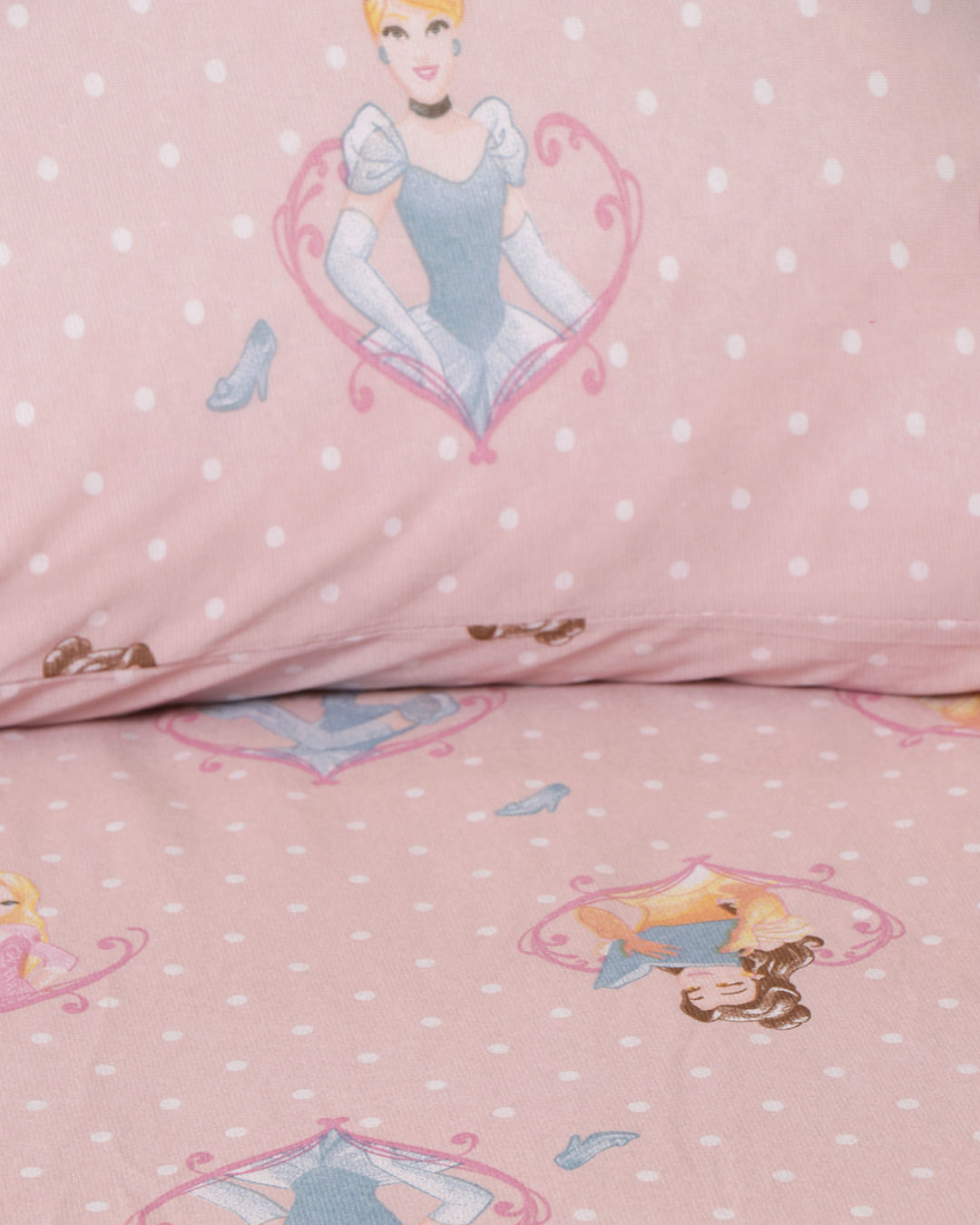 Jogo de Cama Infantil 2 Peças Disney Estampa Princesas Rosa