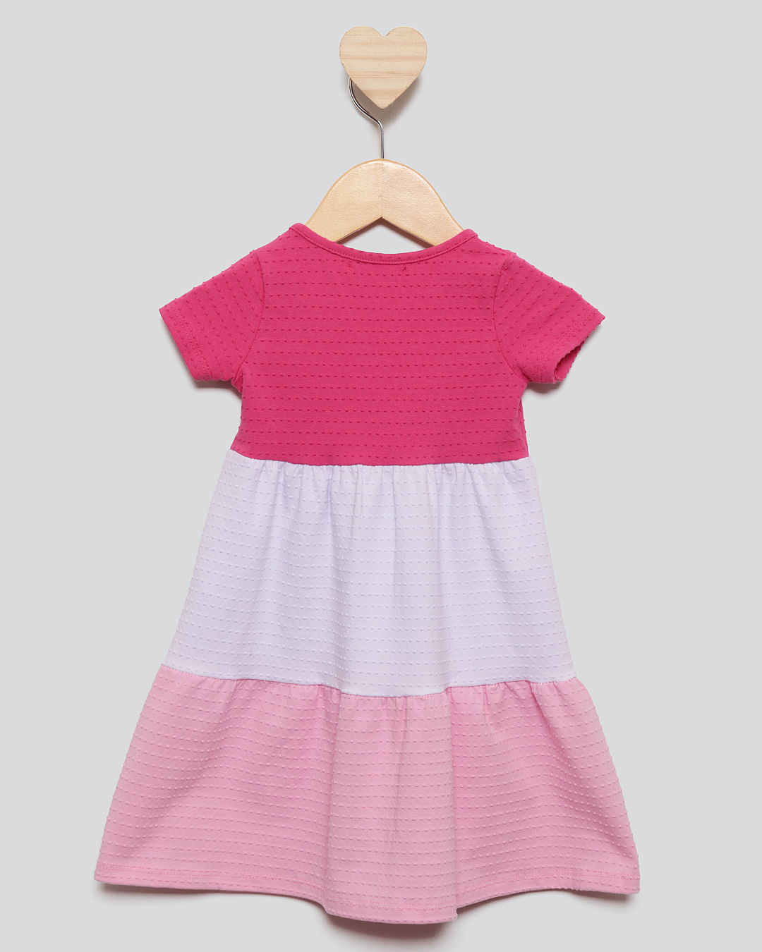 Vestido Bebê Manga Curta Cotton Rosa Sorvete