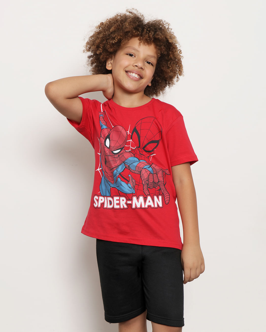 Camiseta Infantil Manga Curta Algodão Homem Aranha Vermelho Tam 2 a 10