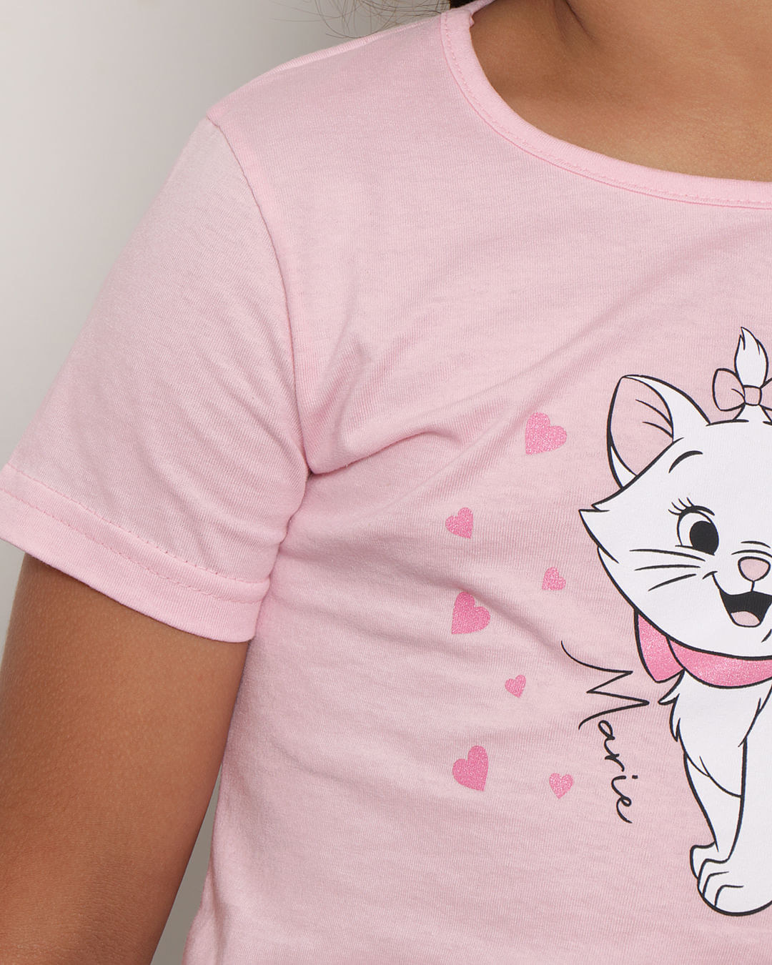 Blusa Infantil Disney Gata Marie Menina - Rosa Claro