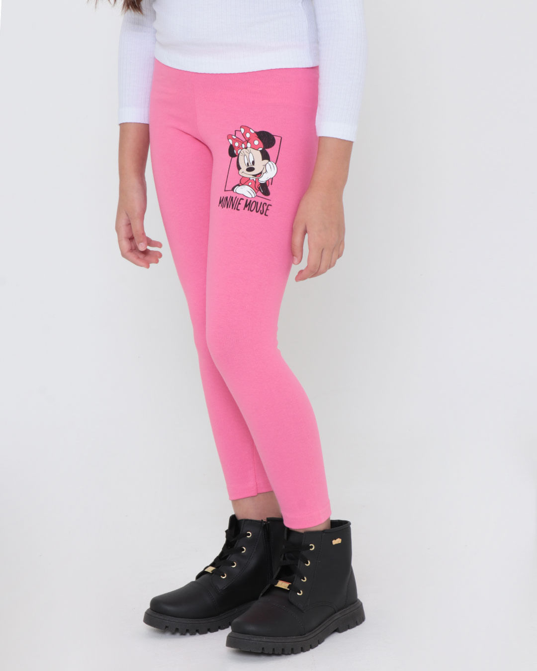 Calça Legging Infantil Minnie Mouse Disney Rosa