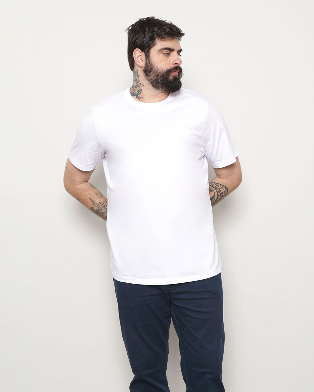Camiseta Plus Size Masculina Algodão Barco Branca