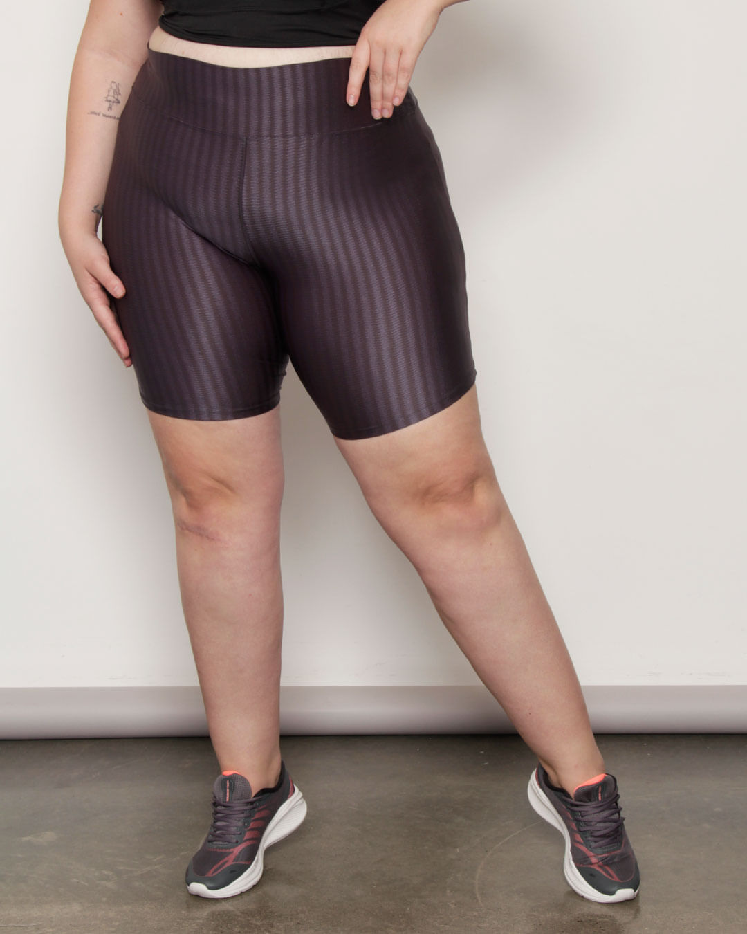 Short Plus Size Feminino Fitness Ciclista 3D Preto