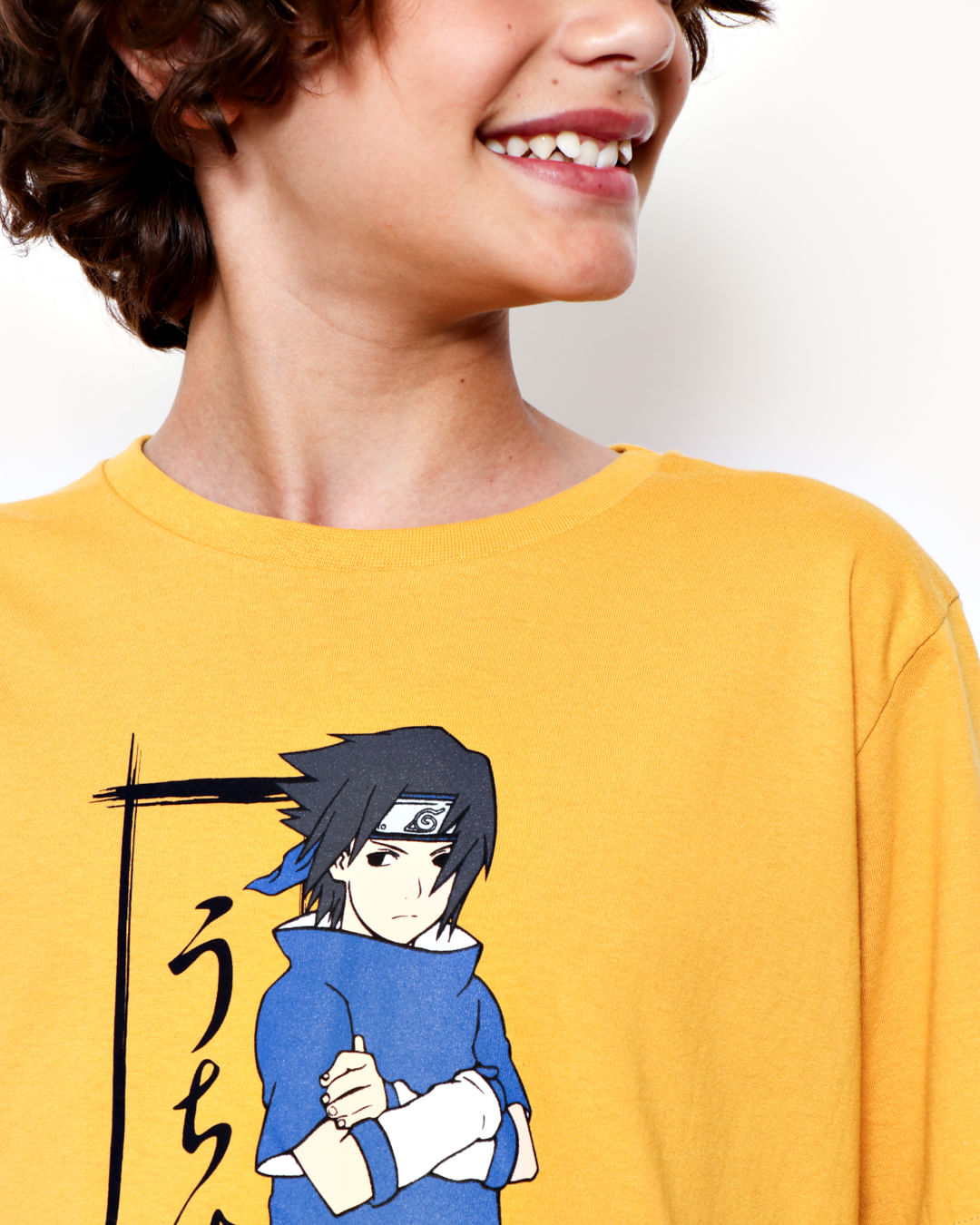 Camiseta Infantil Menino Manga Curta Naruto Com Estampa Sasuke