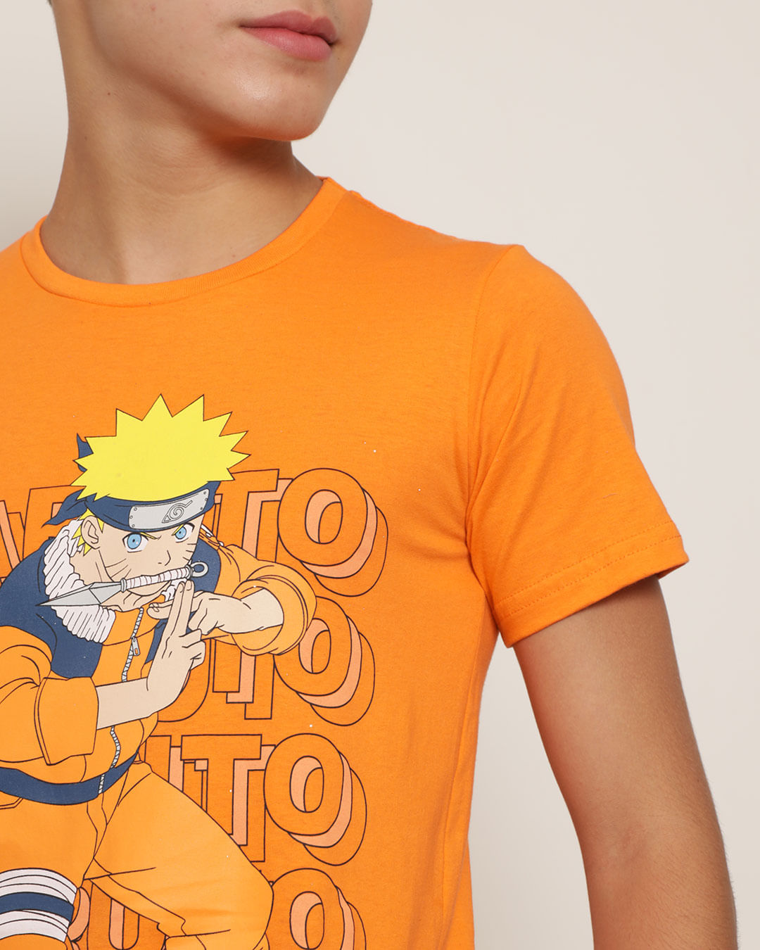 Camiseta juvenil com tela Naruto Clássico laranja