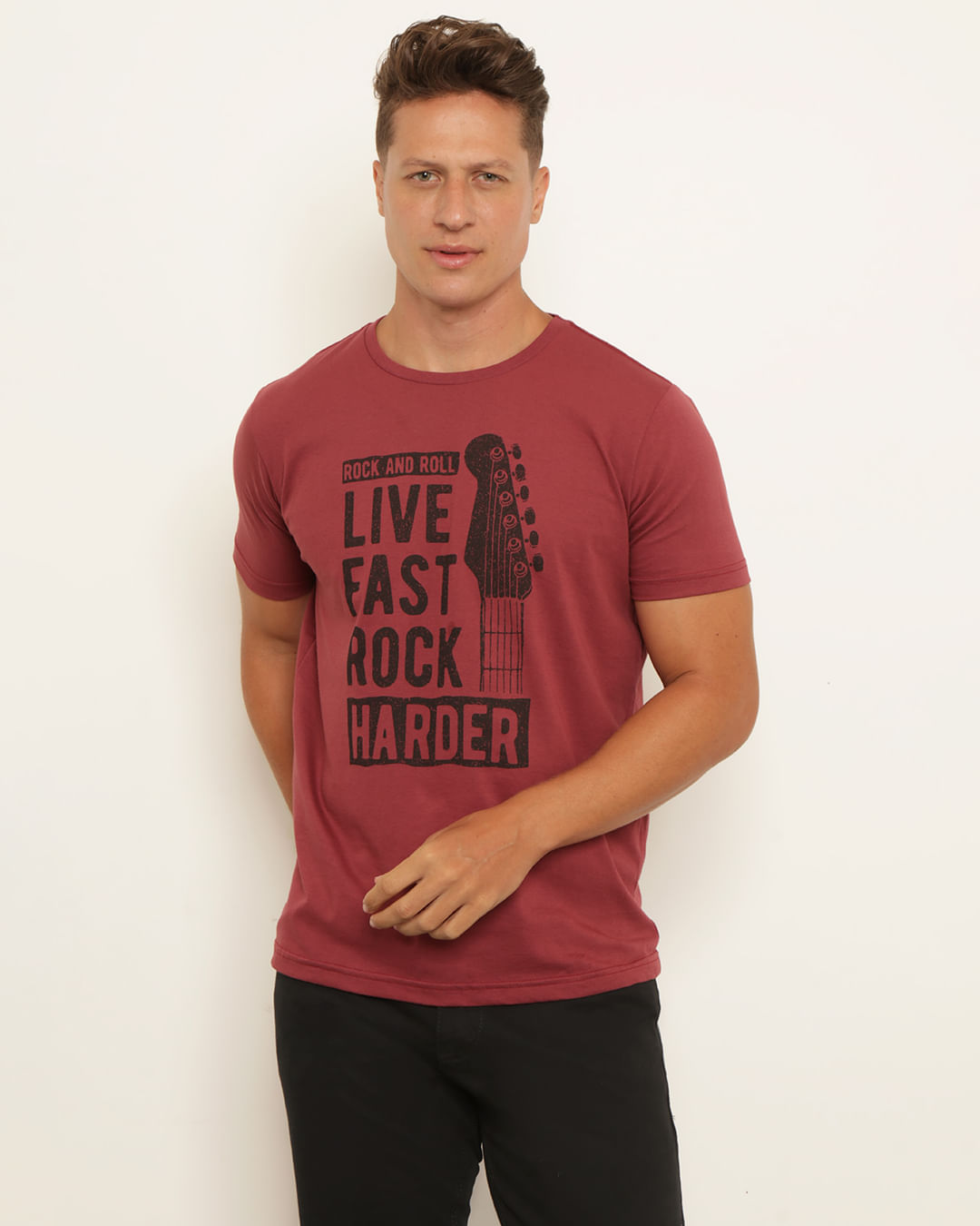 Camiseta Premium Roquenrou masculina preta de mangas curtas Live and Let Die