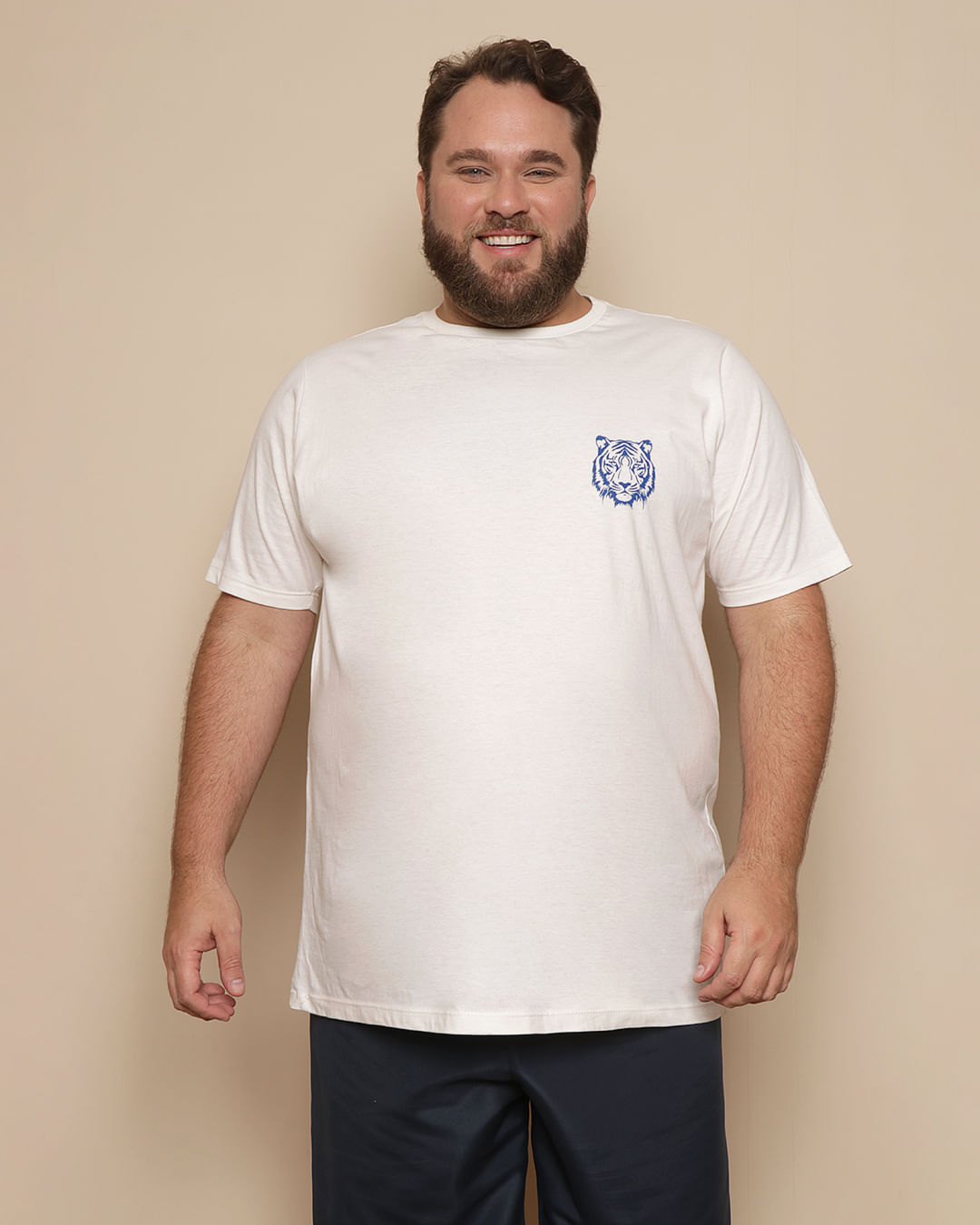Camiseta Plus Size Masculina Athletic Manga Curta Off White