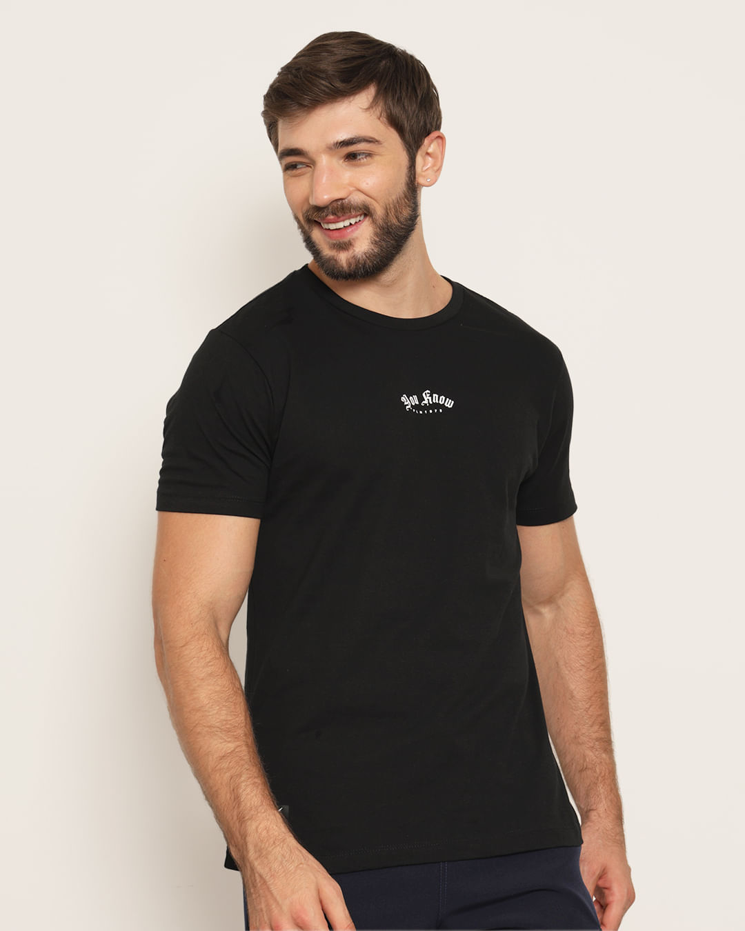 Camiseta Masculina Estampa Frente E Costa Manga Curta Preta