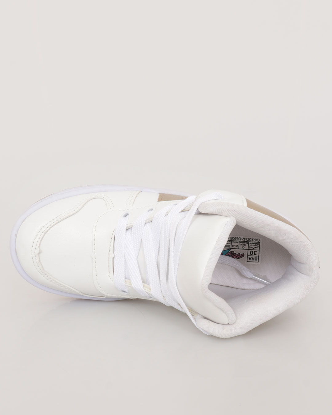 Tenis infantil branco fashion com dourado