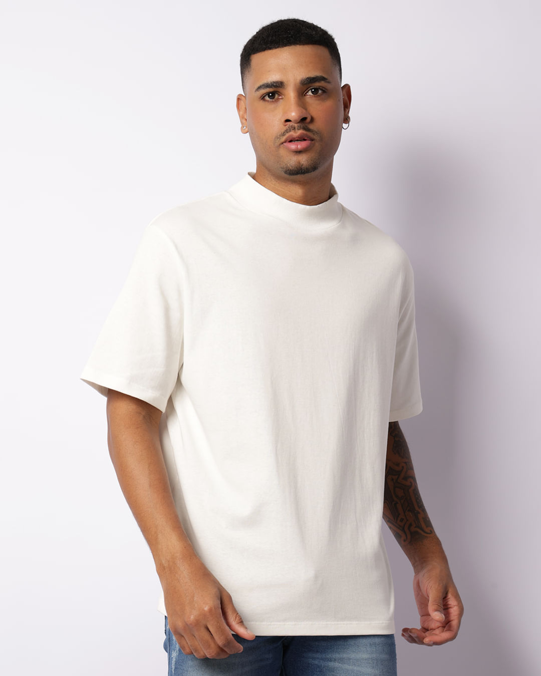 Camiseta Masculina Oversized Básica Manga Curta Off White