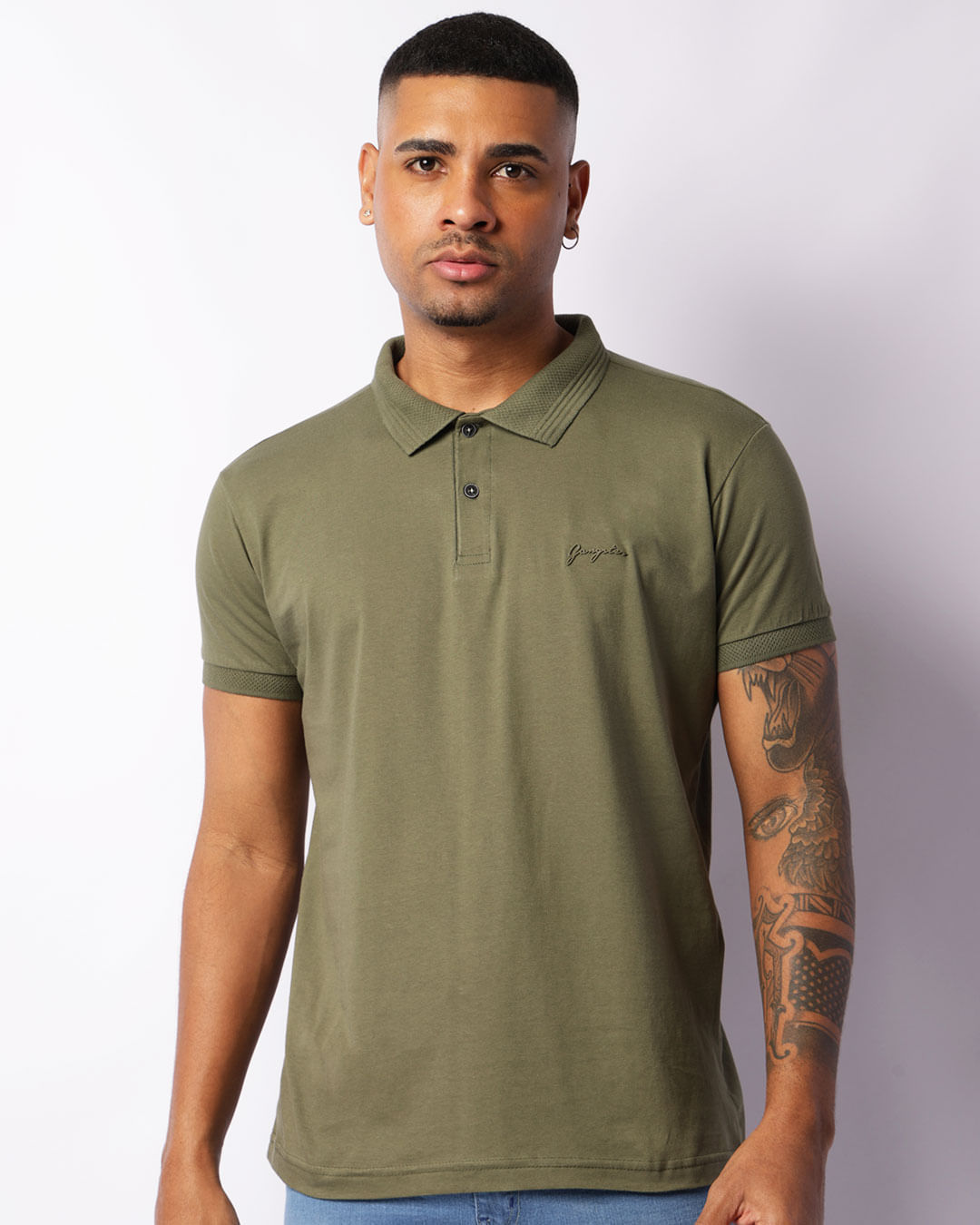 Camisa Polo Masculina Gangster Manga Curta Verde