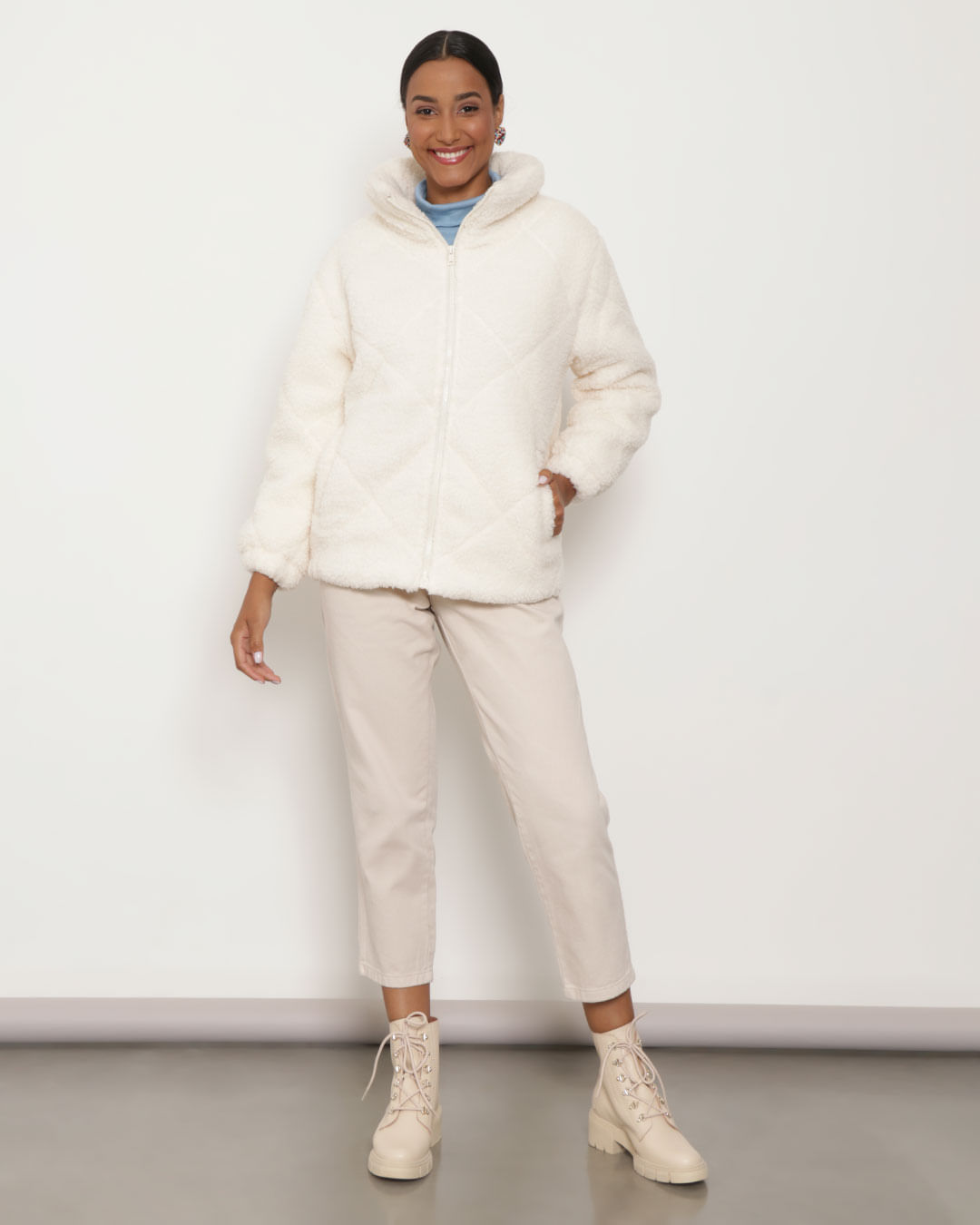 Casaco Feminino Sherpa Off White