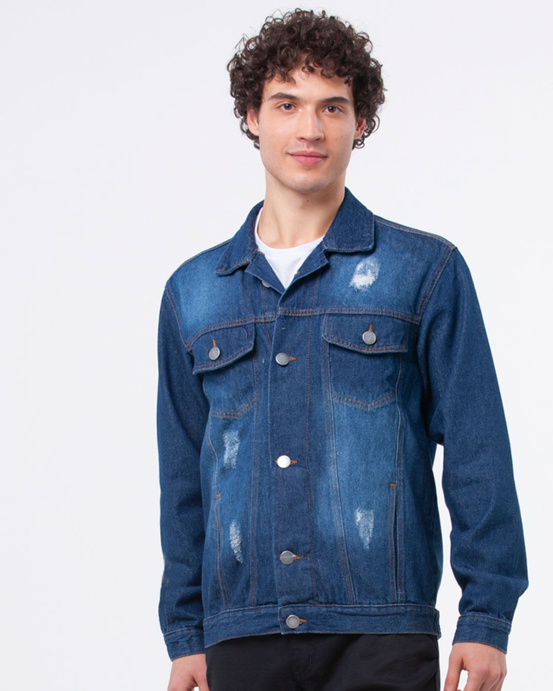 Jaqueta jeans masculina com 2024 puidos