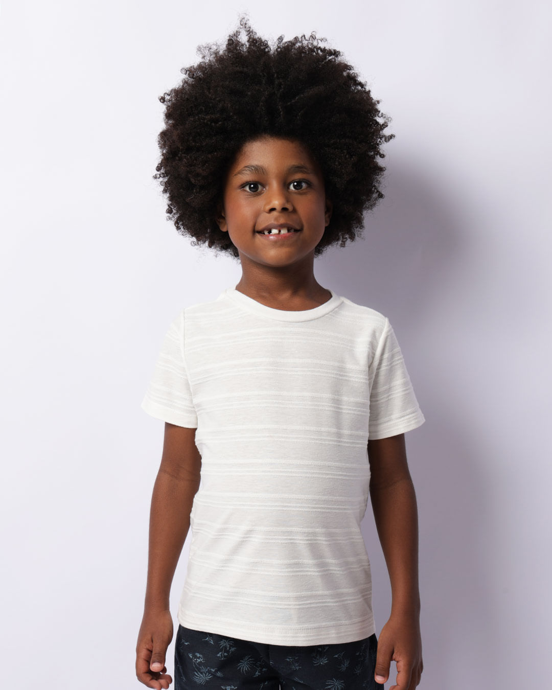 Camiseta Infantil Manga Curta Texturizada Off White