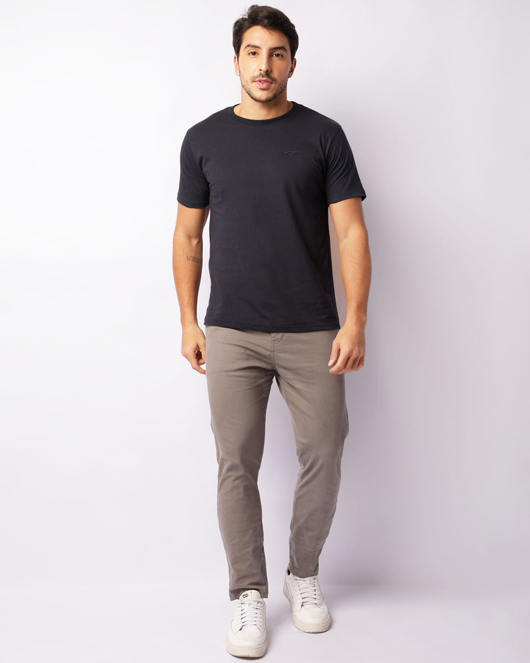 Calça Masculina Sarja Skinny Cinza