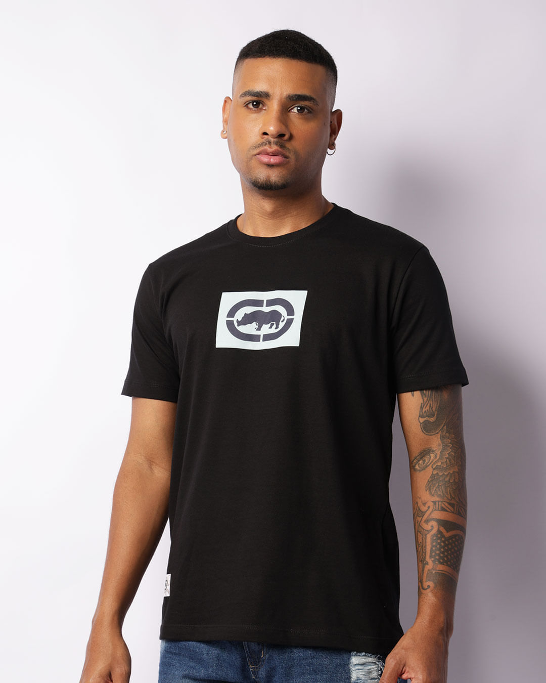 Camiseta Masculina Estampa Ecko Unlimited Manga Curta Preta