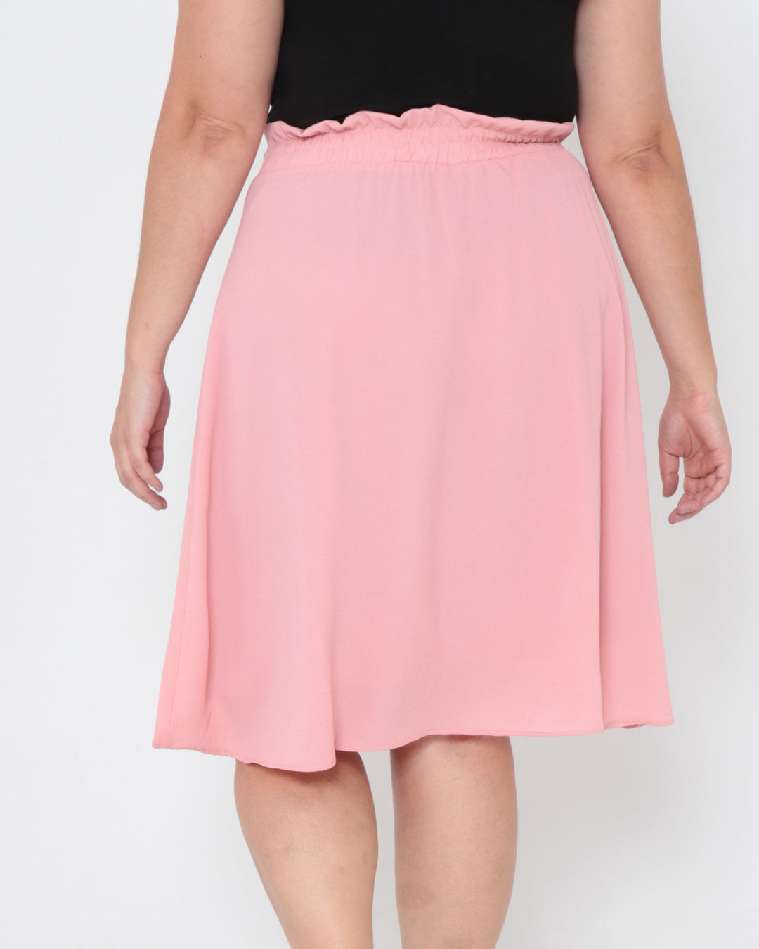 Saia Plus Size Feminina Midi Com Fenda Texturizada Caramelo