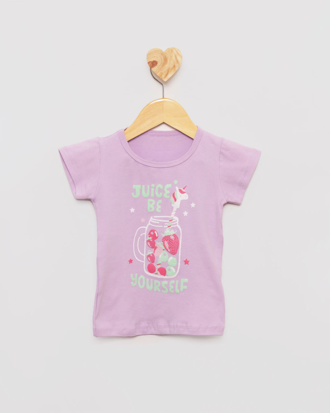 Blusa Bebê Manga Curta Estampa Juice com Glitter Lilás-1731007560775