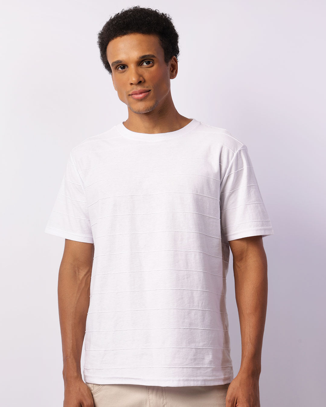 Camiseta Masculina Texturizada Básica Manga Curta Branca-1736769424047