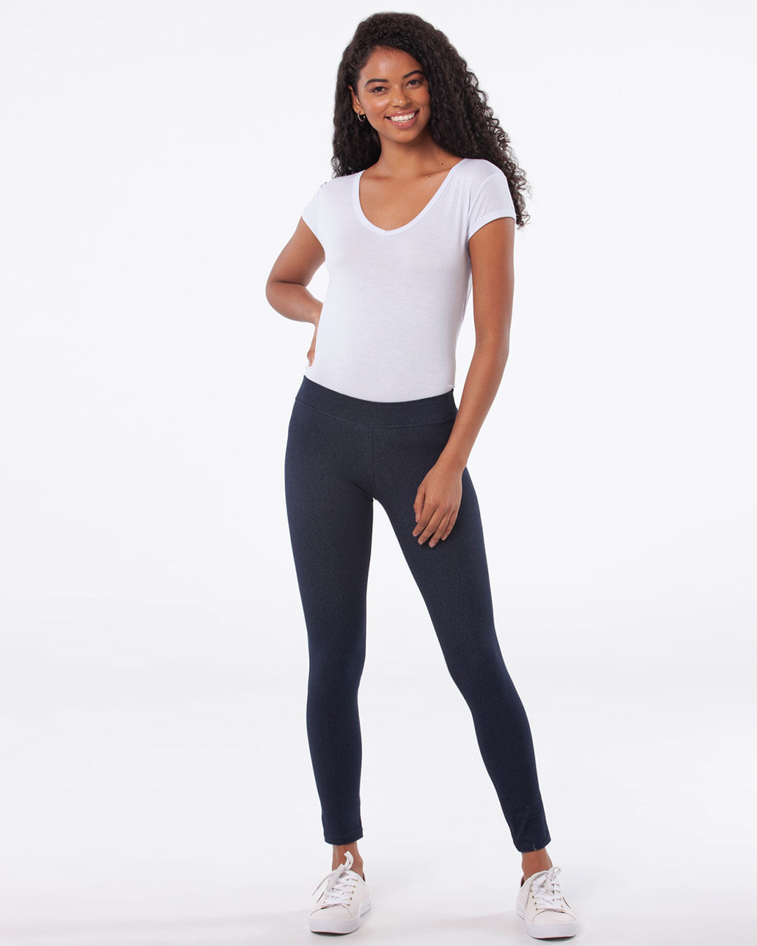 Calça Feminina Legging Malha Azul Marinho