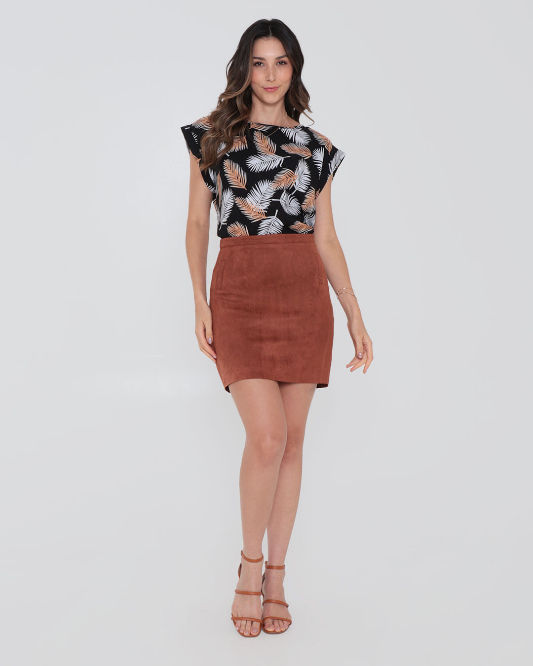 Saia Feminina Saia De Suede Com Bota Saia Bege Midi Suede Evasê