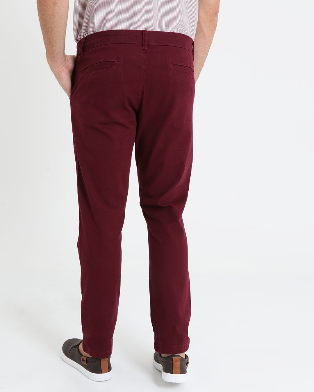 Calça Sarja Masculina Reta Vinho