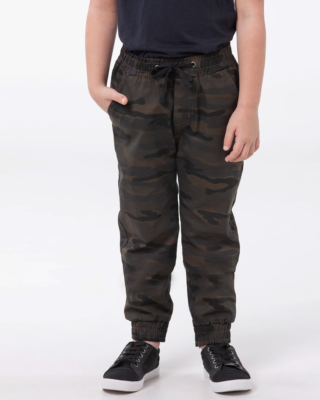 Calça Infantil Sarja Jogger Camuflada Verde