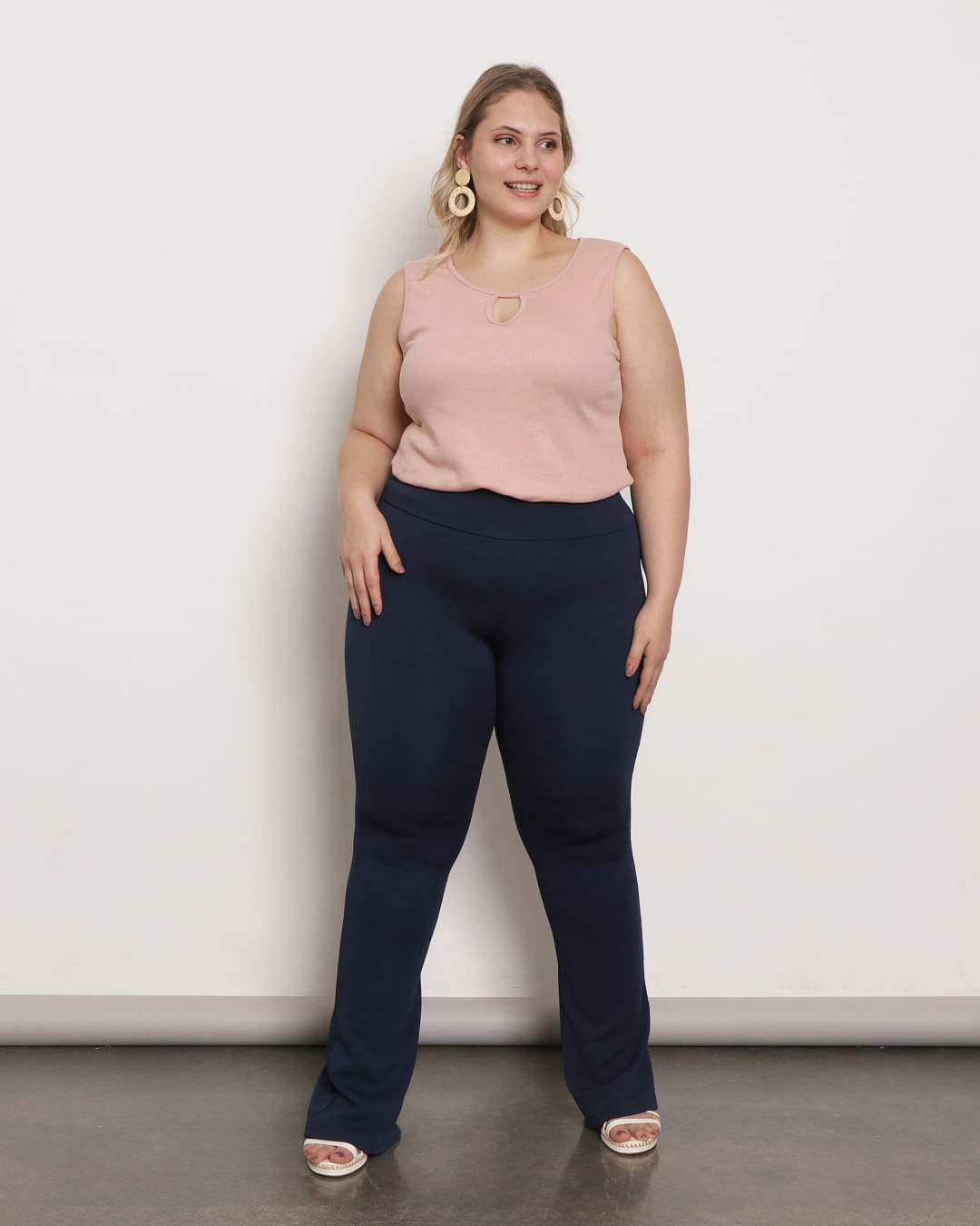 Plus Size Conjunto Com CalÃ§a Flare Calça Pantalona Preta Conjunto