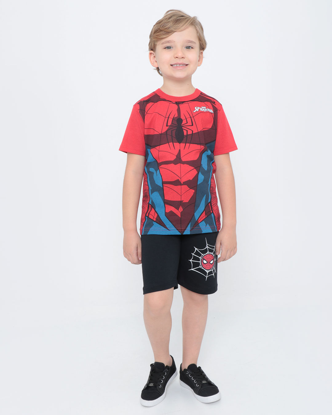 Bermuda Infantil Moletom Teia Homem Aranha Marvel Preta